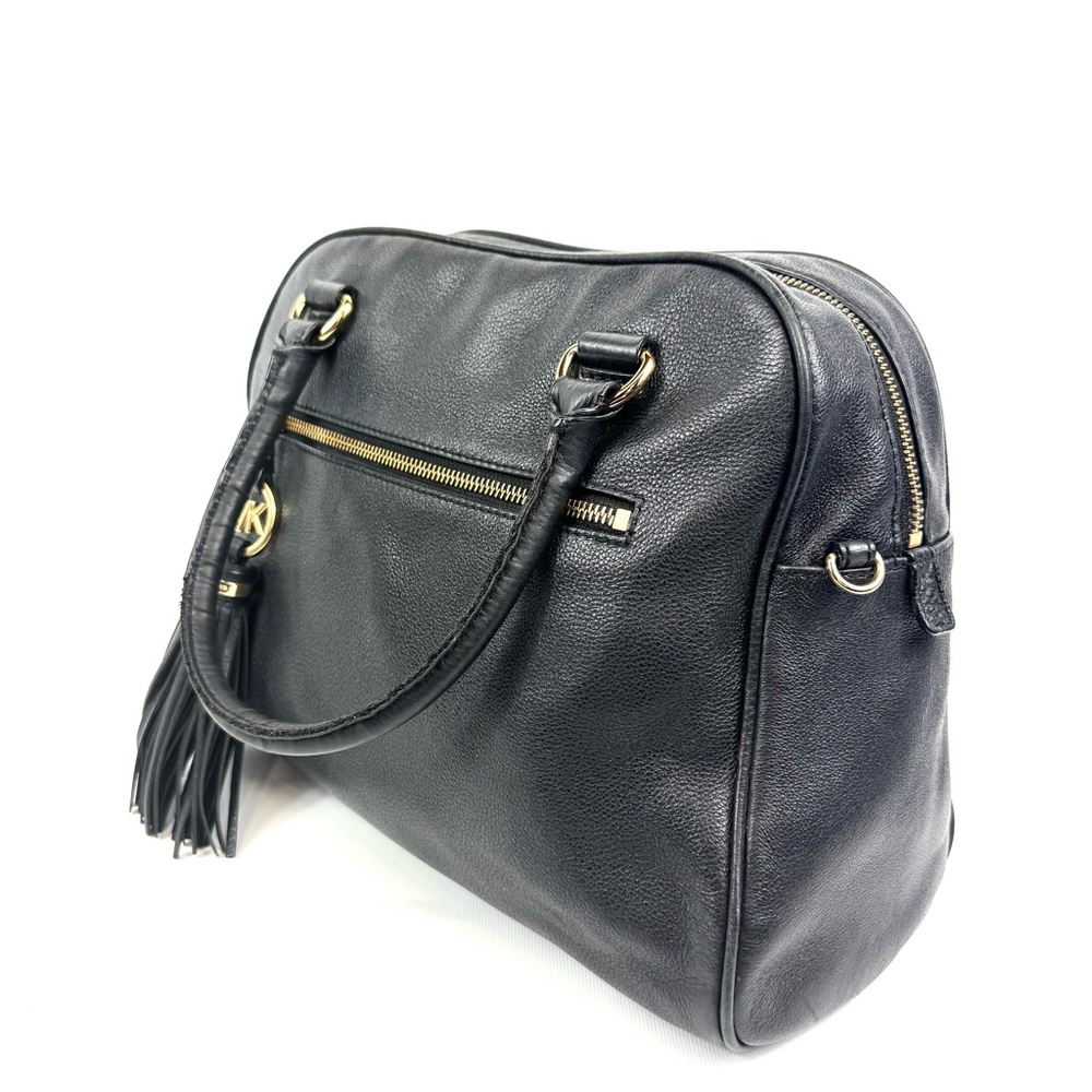 Michael Kors Knox Black Pebbled Leather bag w tassel, gold & leather chain/strap - Picture 9 of 17